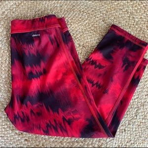 Adidas Cropped Climalite Leggings - Fire Red Pattern